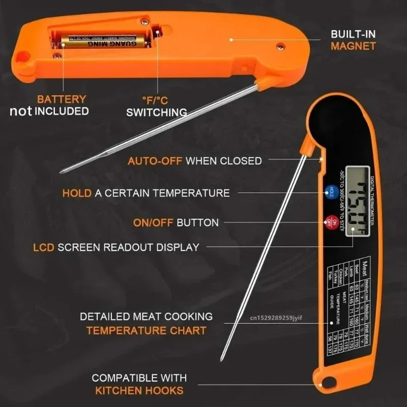 Digital Meat Thermometer – Instant Read, Waterproof & Backlit for BBQ, Grill & Kitchen 2025