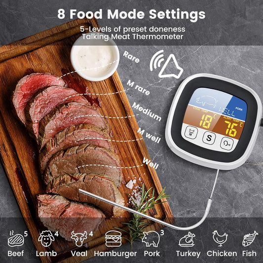 Digital Meat Thermometer Probe Touch Screen for Cooking & BBQ