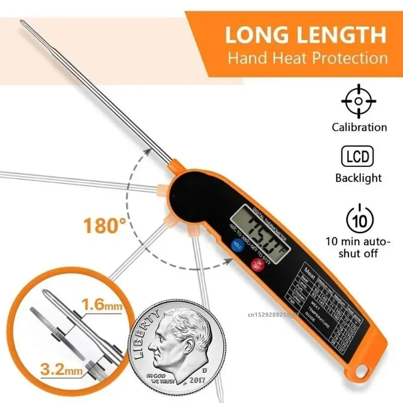 Digital Meat Thermometer – Instant Read, Waterproof & Backlit for BBQ, Grill & Kitchen 2025